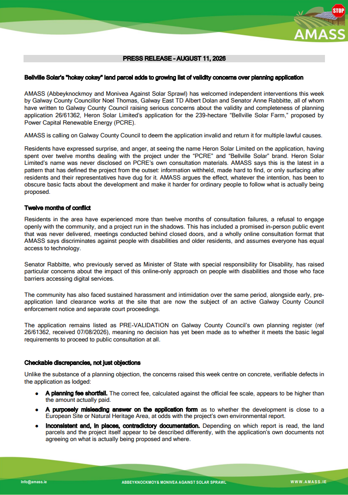 11 August 2026 – AMASS Press Release on Bellville Solar validity concerns