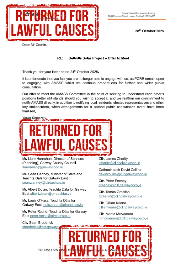 October 28, 2025 – PCRE Deflects Termination Letter